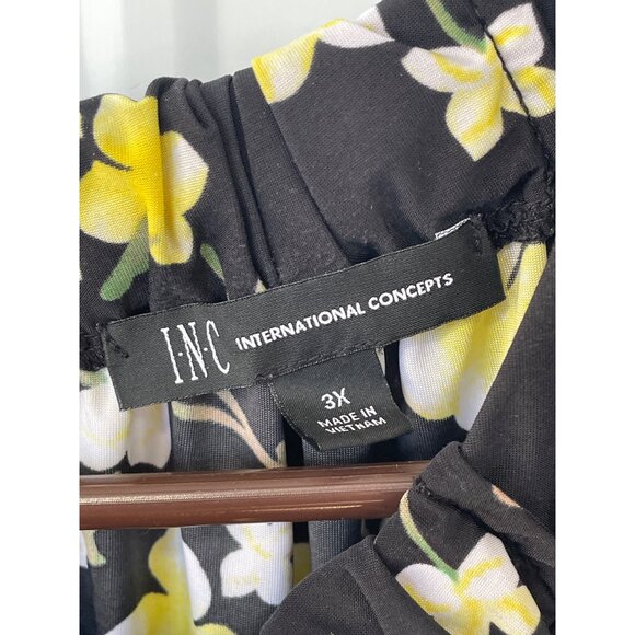 INC International Concepts Blouse Size 3X Floral Sleeveless Black Yellow Boho - Picture 3 of 6